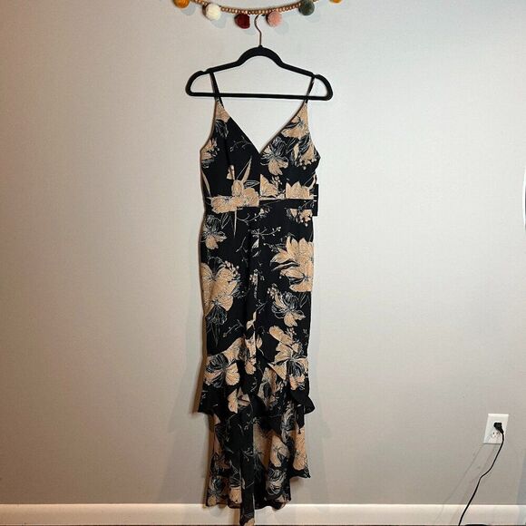 Lulus Darling Daylily Black Floral Print High-Low Maxi Dress - Picture 4 of 6